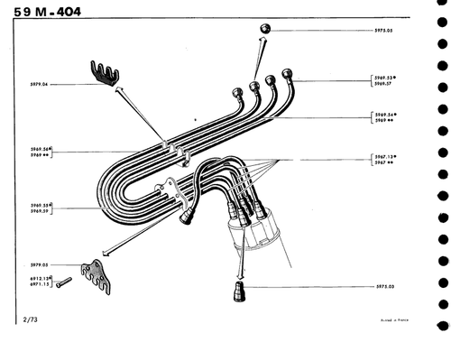 Barrette 3 fentes retenue fils allumage Peugeot 404 504 505 J7 J9 J5 C25 Tagora - Picture 3 of 6