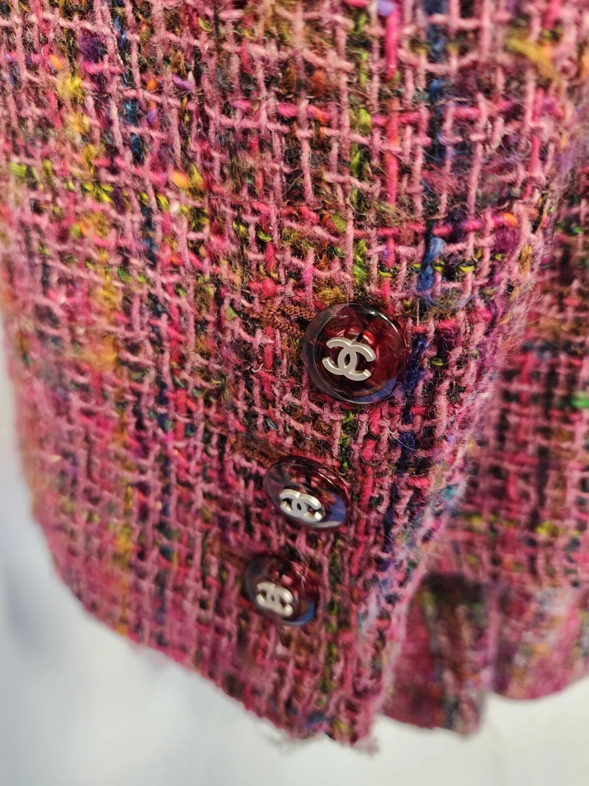 Tuta Chanel 98A taglia 44 Boucle fantasia tweed gonna multicolore