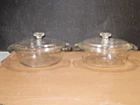 2 Vintage PYREX Casserole 023 Dishes 1-1/2 Qt with Lids Clear Glass
