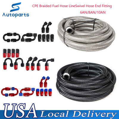   6AN 8AN 10AN  CPE 10ft-33f Braided Fuel Hose Line with Swivel Hose End Fitting