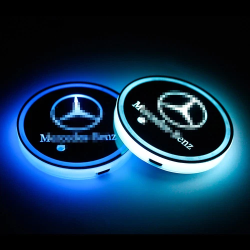 2pcs RGB LED Car Interior Cup Holder Light Mat Pads Drink Coaster Mercede s Benz - Picture 9 of 11