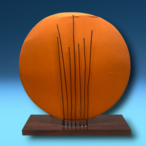 Scaffale scultura luce tramonto modernista vintage artigianale decorazione base mogano