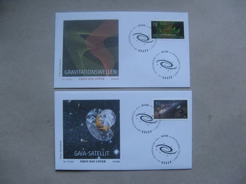 GERMANY BRD, 2x cover FDC 2017, astrophysics, satelite GAIA, space
