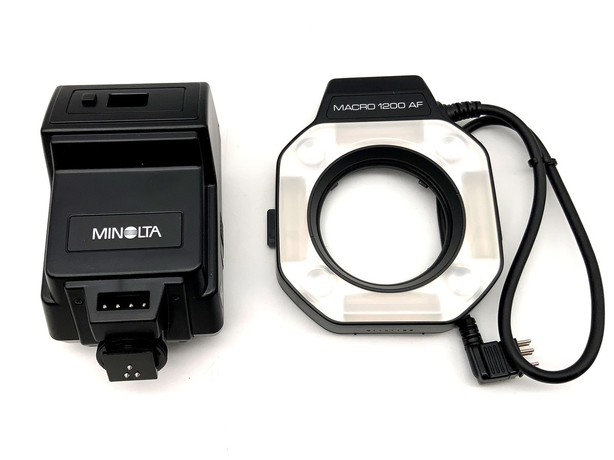 MINOLTA MACRO FLASH 1200AF、AF 50/2.8 Minolta Macro Flash 1200af Set (N) Makroblitz for Close-Ups