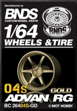 1/64 Plastic WHEELS RIMS TIRES SET For Diecast Models -ADVAN RG-04S -GOLD-