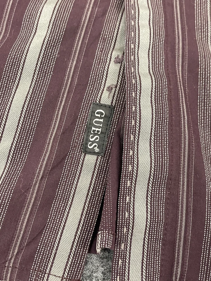 Guess Shirt Mens Extra Large Button Up Striped Red Vintage Long Sleeve N232 - Image 4 of 4
