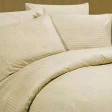 King Size Beige Striped 4 Piece Sheet Set 1000 Thread Count 100 Egyptian Cotton