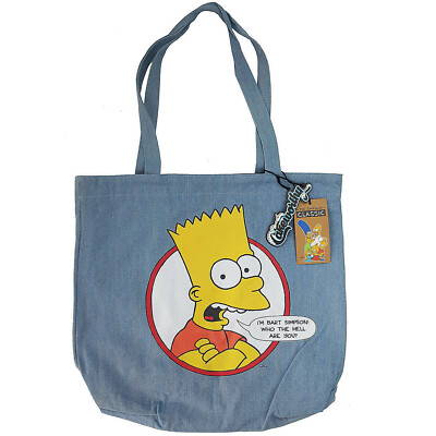 Cakeworthy The Simpsons Bart Bag Shoulder Denim Cotton Tote Blue Hell Are You?
