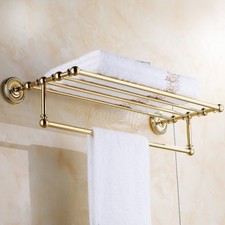 Gold Color Brass Wall Mount Towel Rack Towel Shelf Bathroom Accessories GD766