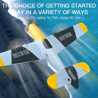RC Plane 3Channel BF-109 Airplane Toys 2.4GHZ 6-Axis Gyro Plane W/ 2 Batteries