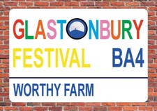 GLASTONBURY FESTIVAL BA4 WORTHY FARM london street style SIGN music arts plaque