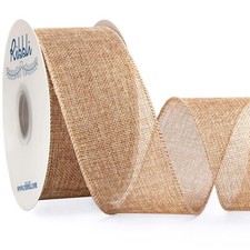 Burlap Ribbon Continuous 20 Yard 2.5 Inch Natural Wired Ribbon for WreathsBig...