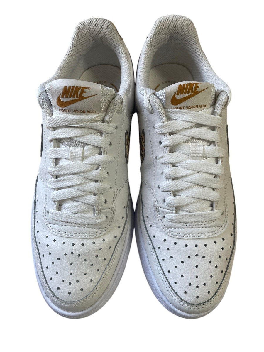 Nike Court Vision Alta Leopard Print Cream White Sneaker Leather