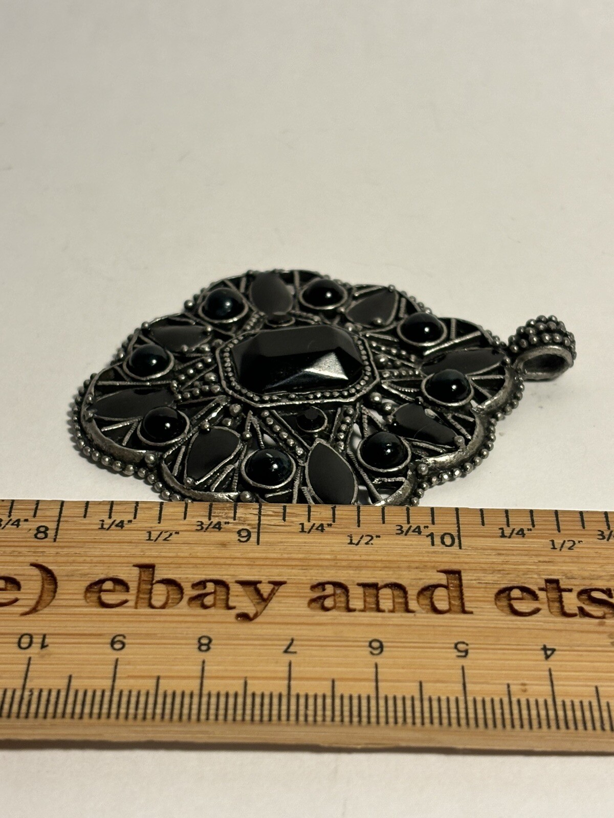 large gothic style statement black rhinestone pen… - image 5