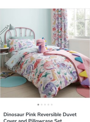 Dunelm Girls Bedroom Dinosaur Curtains And Single Bedding Set Bnwt