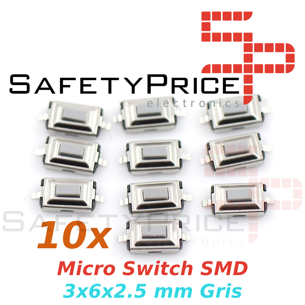 INTERRUTTORE A PULSANTE MOMENTANEO SMD 3x6x2,5mm TACTILE MICRO SWITCH - 10 PEZZI