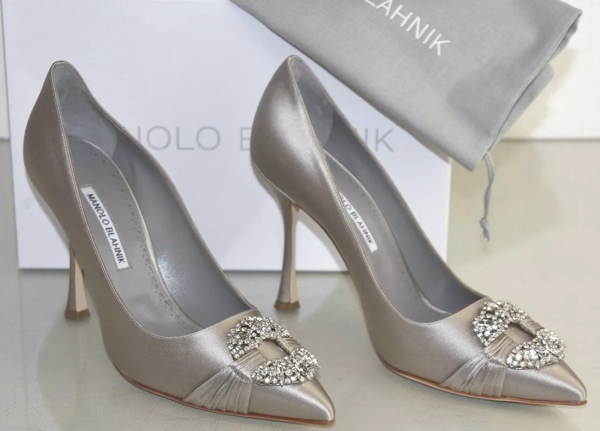 Gray satin pumps clearance