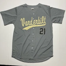 Vanderbilt Button Down Baseball Jersey Success Promotions Gray Size Medium NCAA