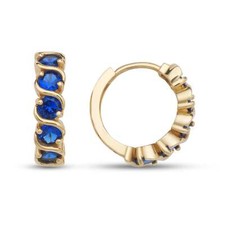 14k Yellow Gold Fancy Huggie Hoop CZ Earrings