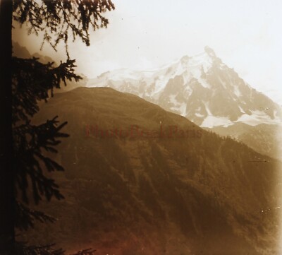 FRANKREICH Chamonix Les Aiguilles um 1920 Foto Glasplatte Stereo Vintage V42Ln