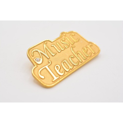 Vintage Music Teacher Pin Brooch Brushed Gold Faithful Creations Signed BinAJ - Afbeelding 10 van 12