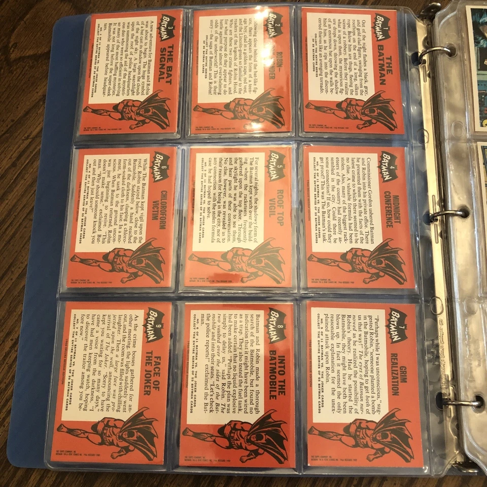 BATMAN Topps 1966 Black Bat Trading Cards Full Re issue Set from 1989 MINT - Image 2 of 4