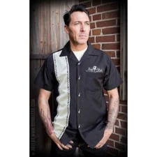 Rumble 59 ROCK N ROLL Rockabilly Work Shirt - Cream - size Medium