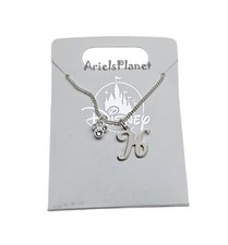 Disney Parks Mickey Mouse Ear Rhinestone Letter H, Silver Toned Necklace
