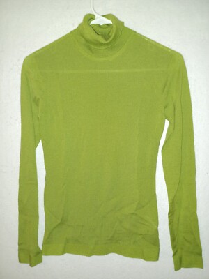 Escada Turtle Neck Sweater Green 100% Virgin Wool Women's XS Made in Italy