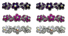 Set of 6 Hair Barrettes 2 Ea of 3 Colors Total Count 3 Pairs U86250-1338-3pr