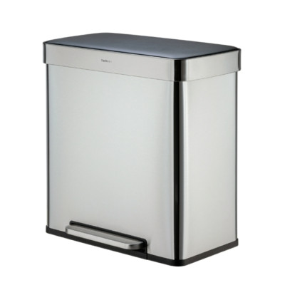 Qualiazero 16 Gallon Trash Can, 8 Gallon Dual Compartment Step, Stainless Steel