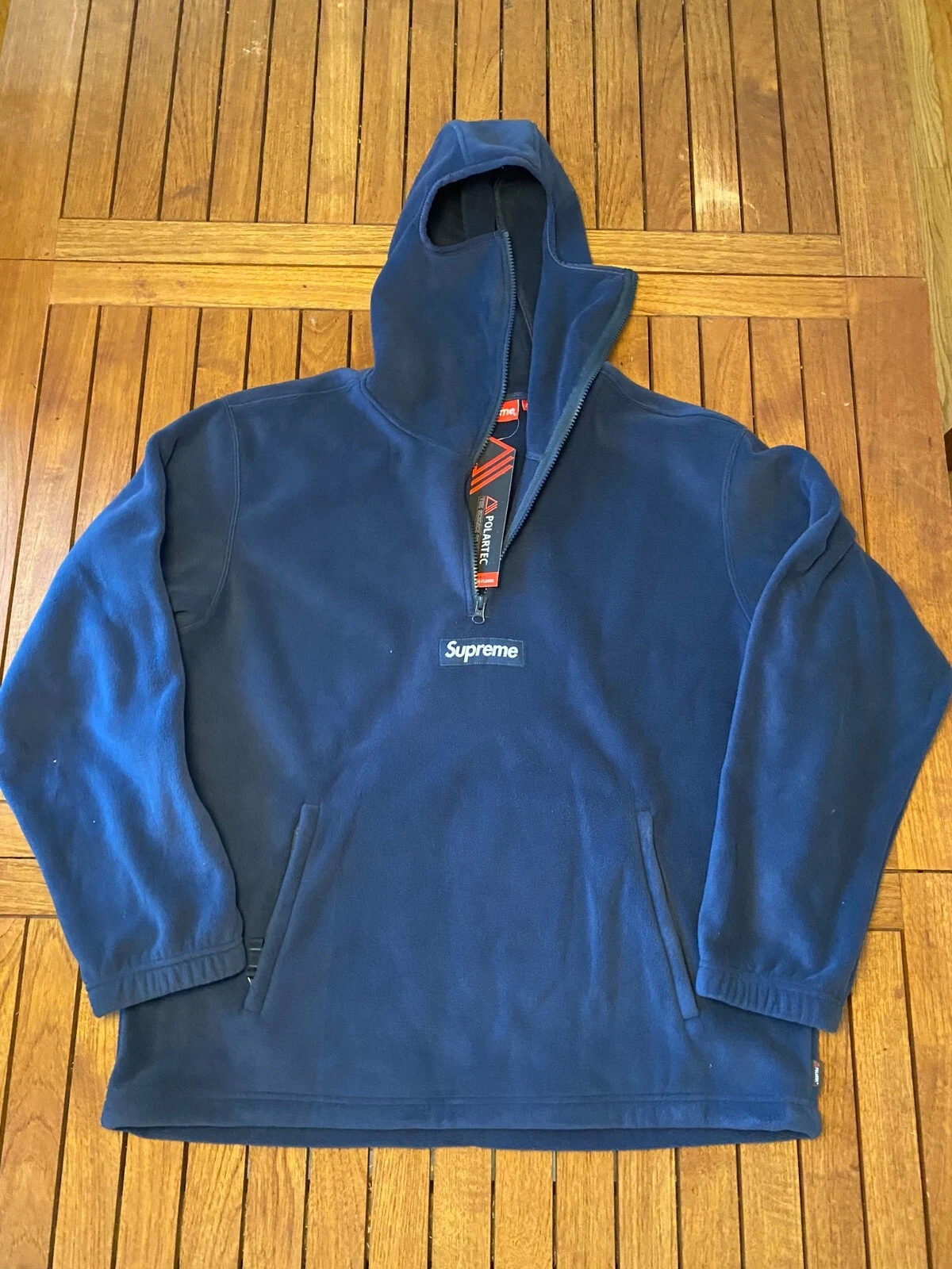 Masque facial à capuche Supreme Polartec marine demi zippé taille L FW23 NEUF AVEC ÉTIQUETTES