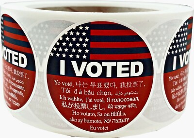 I VOTED 15 Different Languages Election Day Stickers | 2'' Inch Round | 500 Pack