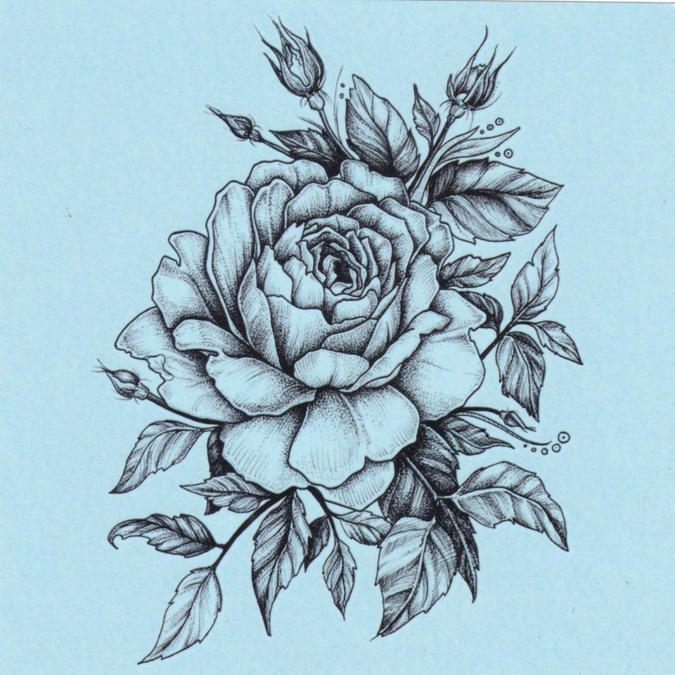 DaLin 4 Sheets Temporary Tattoos For Men Women Flowers Collection