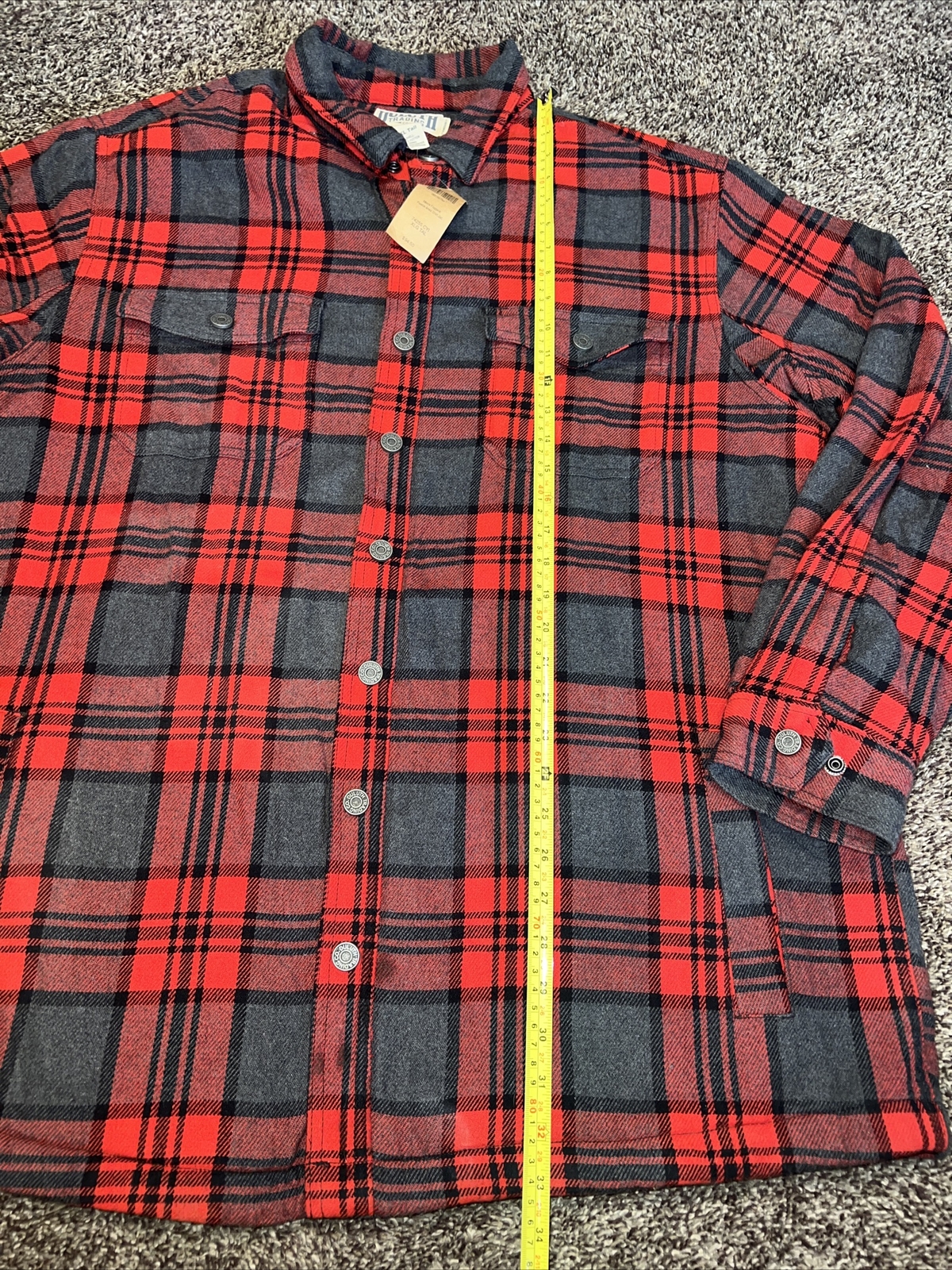 Men’s Duluth Trading Flapjack Fleece Lined Shirt Jacket XL Tall Red