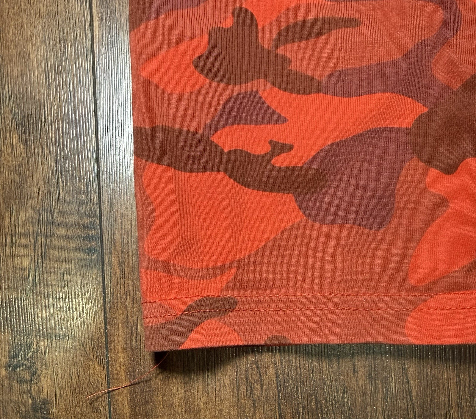 A Bathing Ape Red Camouflage Logo Jersey Men's Crew Neck T-Shirt Size L thumbnail 4