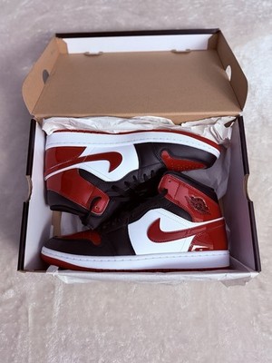 Air Jordan 1 Mid SE Patent Bred Toe Black/Red/White