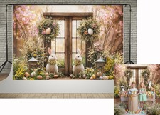 7x5ft Spring Happy Easter Photography Backdrops Bunny Eggs Pink Floral New Gear