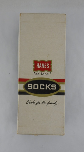 Vintage Hanes Red Label Socks Box Empty Mid Century Store Display Size 10 13