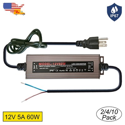 12V 5A IP67 Transformer 60W Power Supply AC 110V To DC 12V Waterproof Led Driver