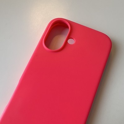 Matte Silikon Handyhülle für iPhone 16, Neon pink