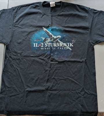 IL-2 Sturmovik Birds of Prey T Shirt XL Black Graphic Flight Combat Game Tee