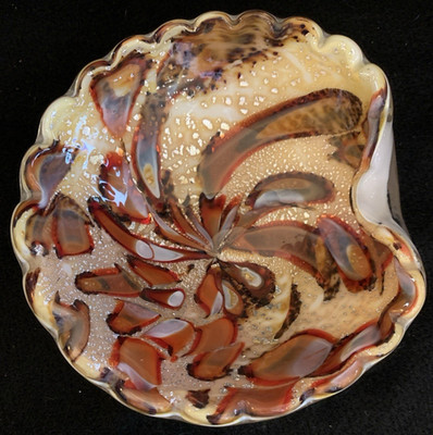 Vintage Murano Art Glass Ashtray Candy Dish Italian AVEM Bizantino Tutti Frutti