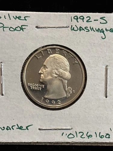 1992 S Washington Quarter “0126160” 25 Cents Silver Proof United States 25C