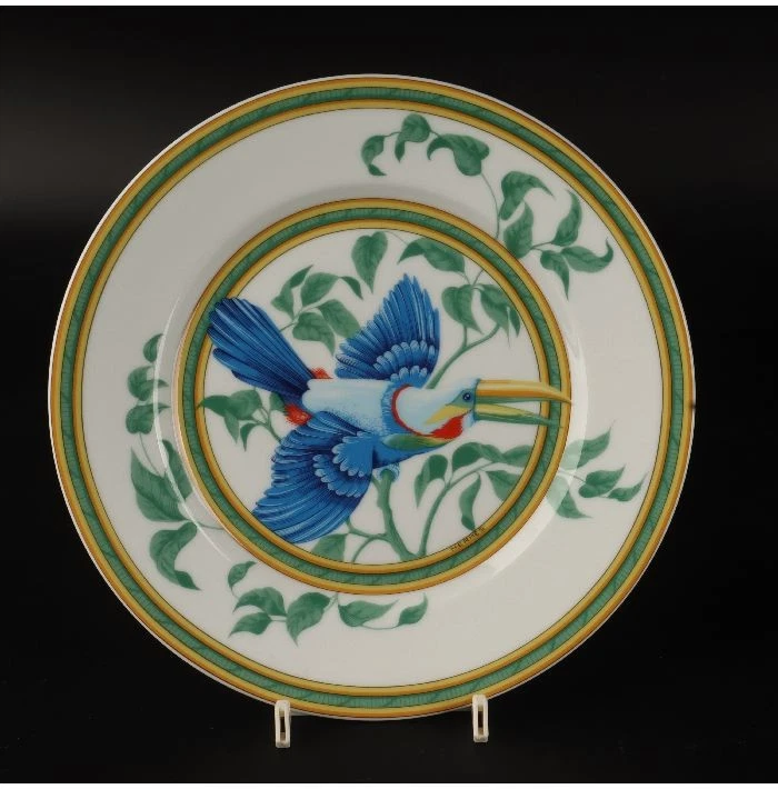 Hermes Paris Tucanes Plato Postre Pájaro Porcelana 21,5 cm Juego de 2 Sin Caja Usado Foto 3 de 4