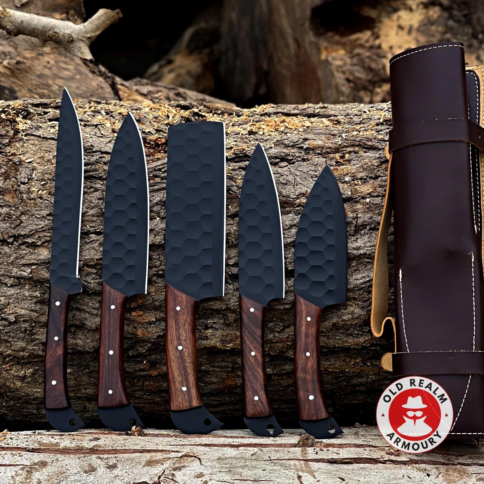 CUSTOM HANDMADE FORGED CARBON STEEL CHEF KNIFE KITCHEN KNIVES SET CHEF SET