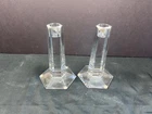 PD) TIFFANY & CO PAIR (2) FRANK LLOYD WRIGHT 1987 CRYSTAL CLEAR CANDLESTICKS