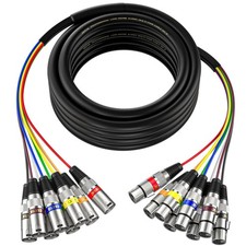 20 Feet XLR Snake 8 Channel - 8 Colored XLR Male to Female Cables, Recording ...