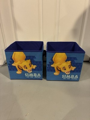 Rare Set Of 2 Disney The Lion King Simba Collapsible Cubby Cube Storage Bin Set