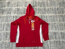 Majestic Women s Kansas City Chiefs NFL Football 1/4 Zip Red Hoodie-Size LARGE